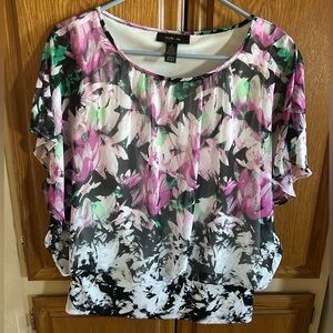 Style & Co. Floral Print Blouse with Pink and Green Accents